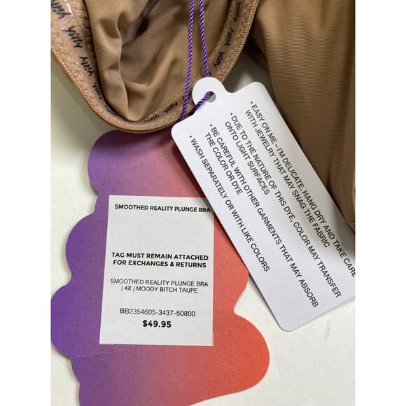 Yitty X Fabletics Smoothed Reality Plunge Bra Size 4X Moody Taupe Padded Sides - Picture 10 of 11